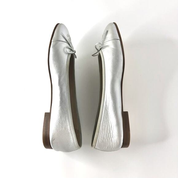 Chanel Interlocking CC Logo Silver Cap Toe Ballerina Flats 41 - Picture 6 of 10
